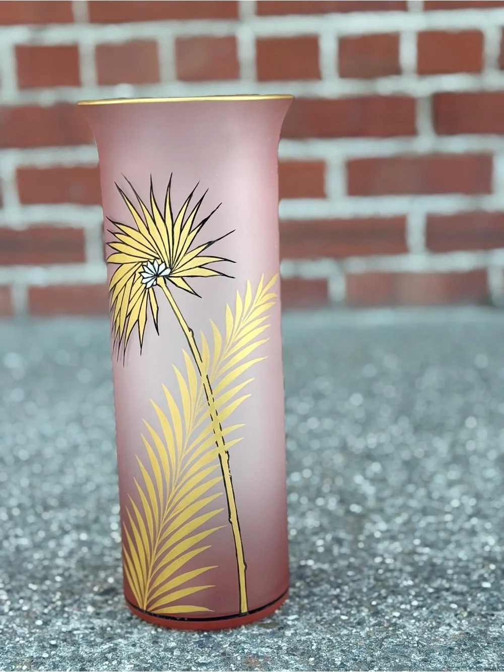 Vintage Womar Glass Vase- 12x4”